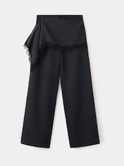Mango Black Linen Wide Leg Trousers - Image 1 of 3