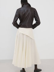 Mango Cream Scarf Detail Midi Skirt - Image 2 of 8