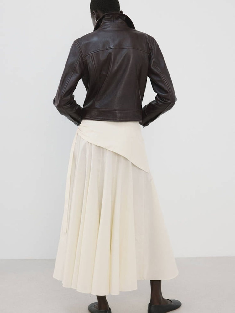 Mango Cream Scarf Detail Midi Skirt - Image 2 of 8