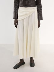 Mango Cream Scarf Detail Midi Skirt - Image 3 of 8