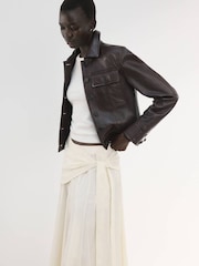 Mango Cream Scarf Detail Midi Skirt - Image 5 of 8