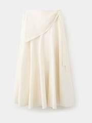 Mango Cream Scarf Detail Midi Skirt - Image 6 of 8