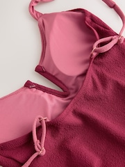 Roze/Šljiva - Teksturirani Jednodelni kupaći za kontrolu stomaka - Slika 6 od 7