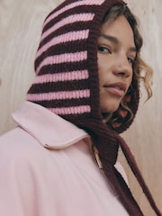 self. Berry Red Knitted Hooded Scarf - Image 2 of 2