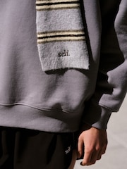 self. Grey/Ecru Stripe Knitted Scarf - Image 4 of 7