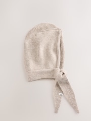 self. Neutral Knitted Hooded Scarf - Image 4 of 6