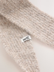 self. Neutral Knitted Hooded Scarf - Image 5 of 6