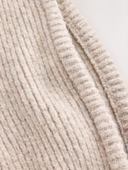 self. Neutral Knitted Hooded Scarf - Image 6 of 6