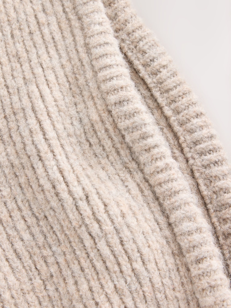 self. Neutral Knitted Hooded Scarf - Image 6 of 6 self. Neutral Knitted Hooded Scarf - Image 6 of 6
