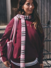 self. Pink/Brown Stripe Knitted Scarf - Image 1 of 5