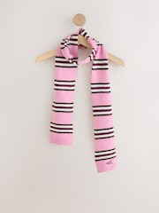 self. Pink/Brown Stripe Knitted Scarf - Image 3 of 5