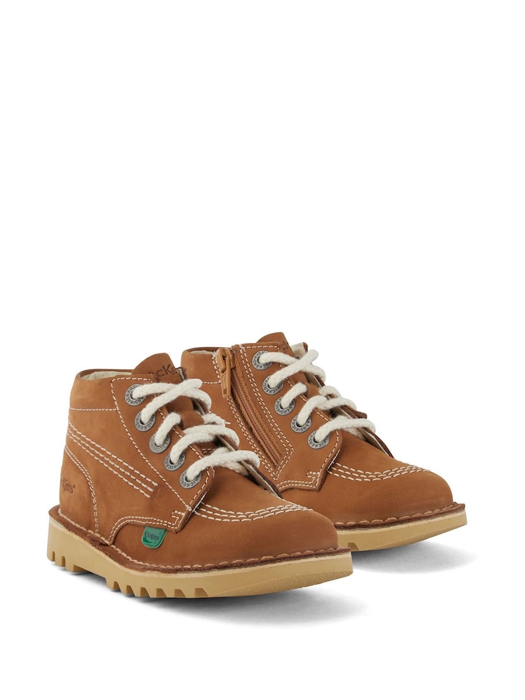 Kickers Natural Infant Hi Zip Leather Boots - Image 1 of 6