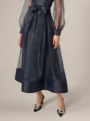 Adrianna Papell Blue Organza Ankle Shirt Dress - Image 5 of 6