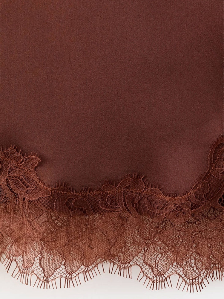 Mango Orange Satin Lace Midi Skirt - Image 3 of 3 Mango Orange Satin Lace Midi Skirt - Image 3 of 3