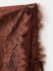 Mango Orange Satin Lace Midi Skirt - Image 7 of 7