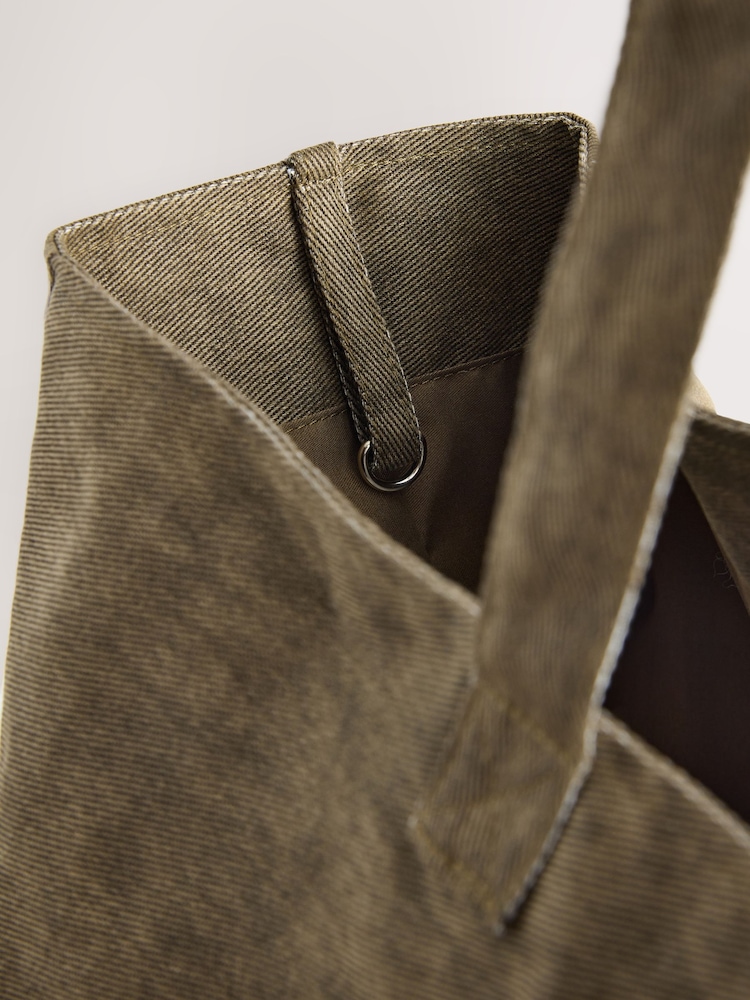 self. Khaki Green Canvas Tote Bag - Image 7 of 7