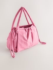 self. Pink Nylon Ruched Charm Pouch Bag - Image 1 of 5