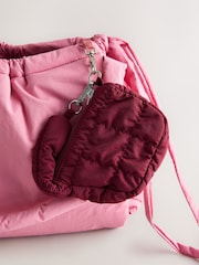 self. Pink Nylon Ruched Charm Pouch Bag - Image 3 of 5