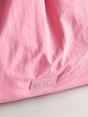 self. Pink Nylon Ruched Charm Pouch Bag - Image 4 of 5