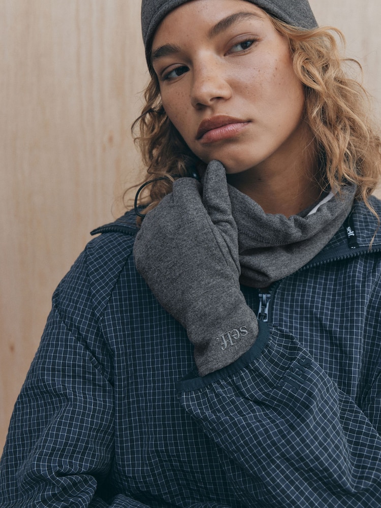 self. Charcoal Grey Sports Fleece Gloves - Image 1 of 3
