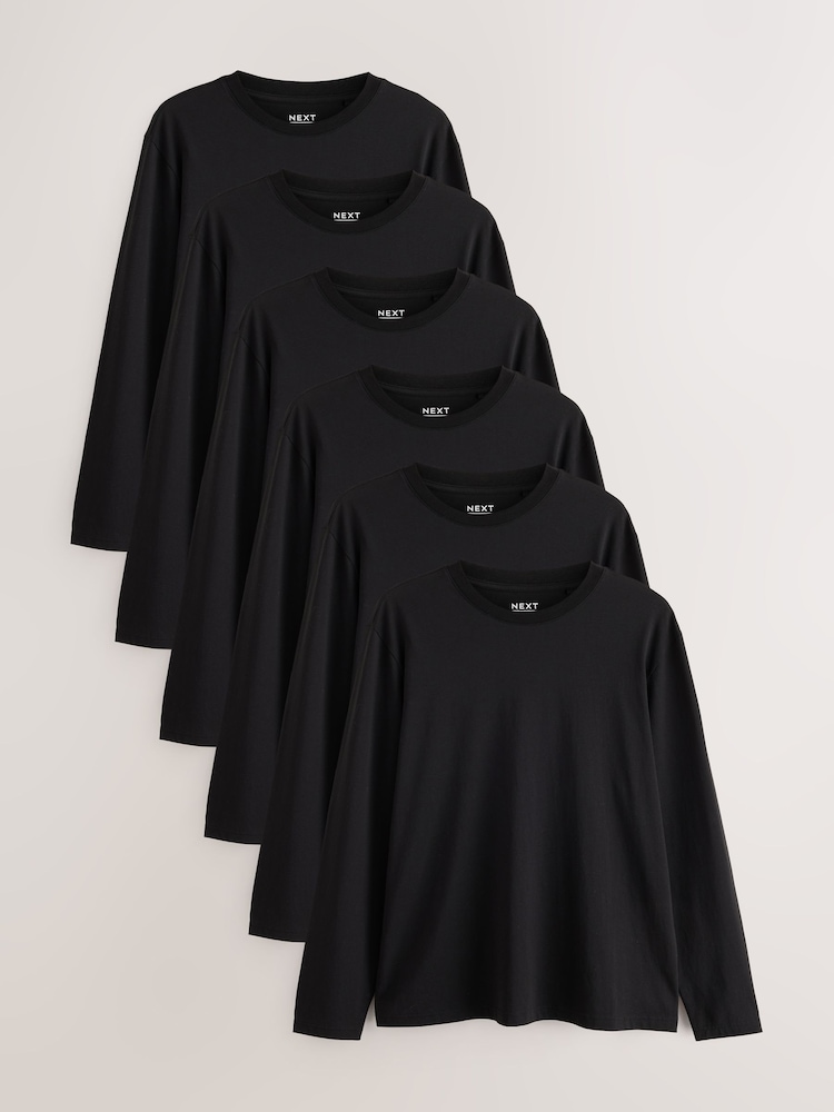 Black Long Sleeve T-Shirts 6 Pack - Image 1 of 8