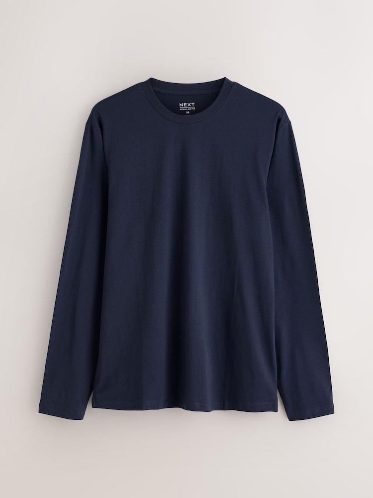 Black/Slate/Grey Marl/White/Navy/Blue Long Sleeve T-Shirts 6 Pack - Image 2 of 9 Black/Slate/Grey Marl/White/Navy/Blue Long Sleeve T-Shirts 6 Pack - Image 2 of 9