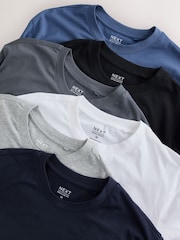 Black/Slate/Grey Marl/White/Navy/Blue Long Sleeve T-Shirts 6 Pack - Image 8 of 9