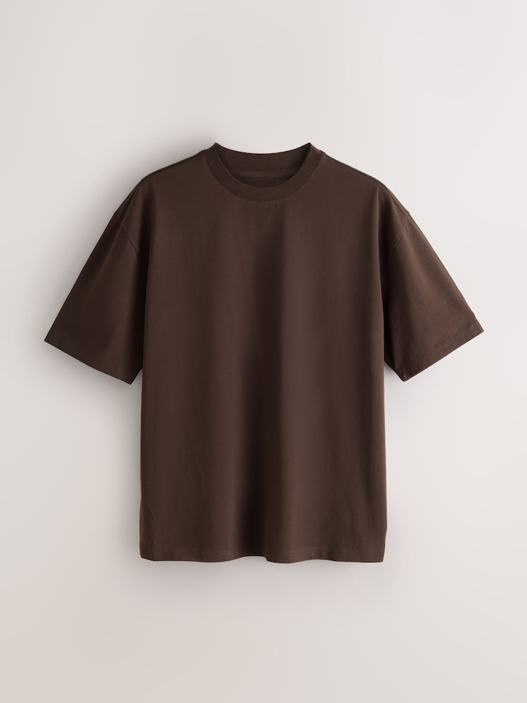 Black/White/SlateGrey/Stone/Brown - Croi relaxat - Pachet de T-Shirts esențiale din bumbac 6 - Imaginea 2 din 9