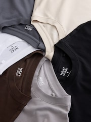 Black/White/SlateGrey/Stone/Brown - Croi relaxat - Pachet de T-Shirts esențiale din bumbac 6 - Imaginea 8 din 9