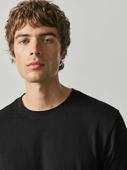 Black Slim Fit Essential Cotton T-Shirts 6 Pack - Image 5 of 6