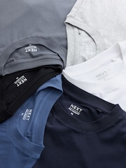 Black/Slate/Grey Marl/White/Navy/Blue Relaxed Fit Essential Cotton T-Shirts 6 Pack - Image 7 of 8