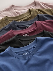 Black/Stone/Grey/Green/Red/Blue Regular Fit Essential Cotton T-Shirts 6 Pack - Image 14 of 15