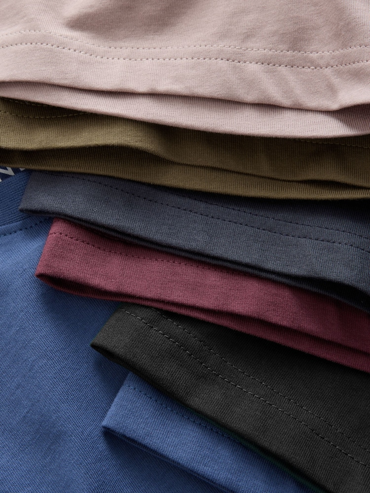 Black/Stone/Grey/Green/Red/Blue Regular Fit Essential Cotton T-Shirts 6 Pack - Image 15 of 15