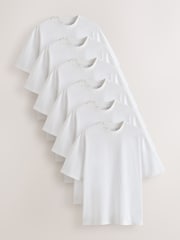 White Slim Fit Essential Cotton T-Shirts 6 Pack - Image 1 of 13