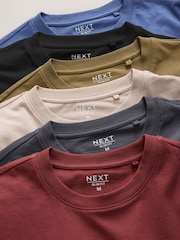 Black/Stone/Grey/Green/Red/Blue Slim Fit Essential Cotton T-Shirts 6 Pack - Image 14 of 15