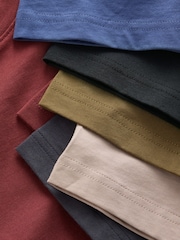 Black/Stone/Grey/Green/Red/Blue Slim Fit Essential Cotton T-Shirts 6 Pack - Image 15 of 15
