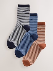 self. Rust Brown Stripe Ankle Socks 3 Pack - Image 1 of 6