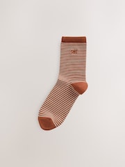 self. Rust Brown Stripe Ankle Socks 3 Pack - Image 2 of 6