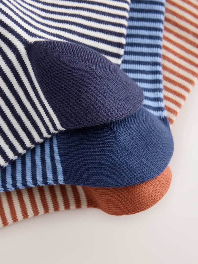 self. Rust Brown Stripe Ankle Socks 3 Pack - Image 6 of 6