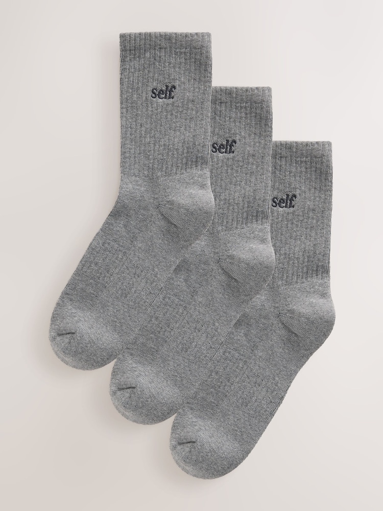 self. Grey Cushion Sole Ankle Socks - Image 1 of 4