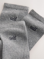 self. Grey Cushion Sole Ankle Socks - Image 3 of 4