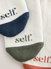 self. Rust Brown Colour Block Trainer Socks 3 Pack - Image 6 of 6