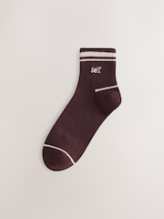 self. Berry Red Ribbed Contrast Stripe Socks 3 Pack - Image 2 of 6