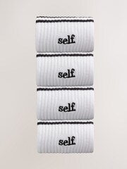 self. White Ribbed Grippy Pilates Ankle Socks - Image 2 of 5