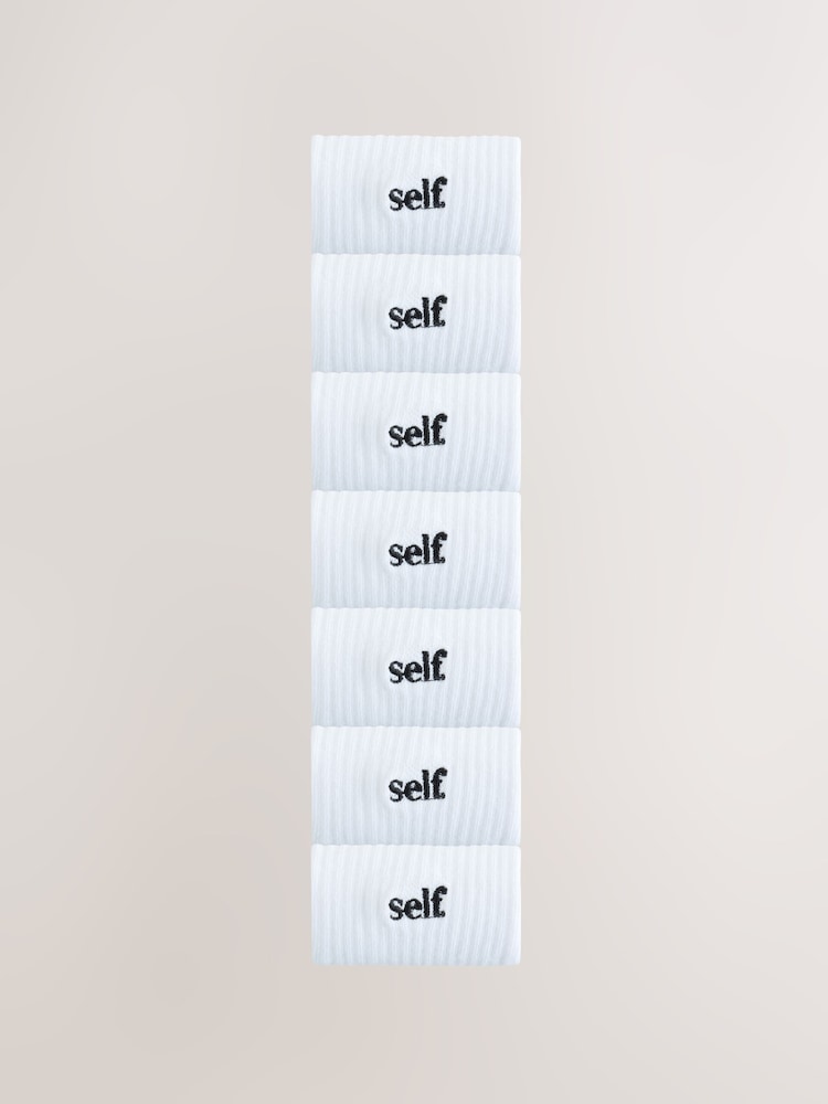 self. White Cushion Sole Ankle Socks 7 Pack - Image 5 of 5