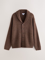 Chocolate Brown Shawl Collar Rib Cardigan - Image 1 of 3
