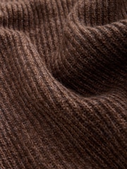 Chocolate Brown Shawl Collar Rib Cardigan - Image 2 of 3