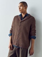 بني - Shawl Collar Rib Cardigan - صورة 4 من 9