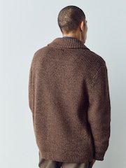بني - Shawl Collar Rib Cardigan - صورة 5 من 9