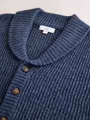 Denim Blue Shawl Collar Rib Cardigan - Image 2 of 3